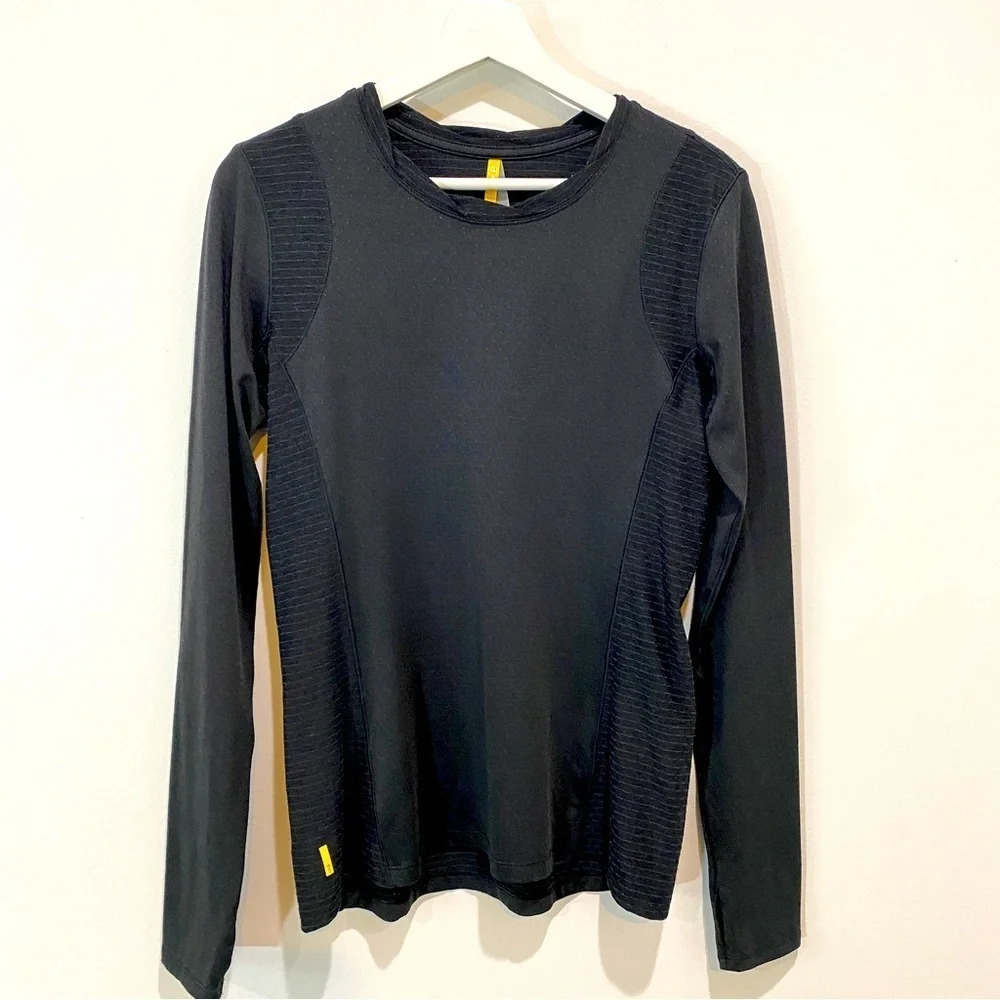 Lole Womens Stretchy Black Fitted Running Workout Top Long Sleeve Size M